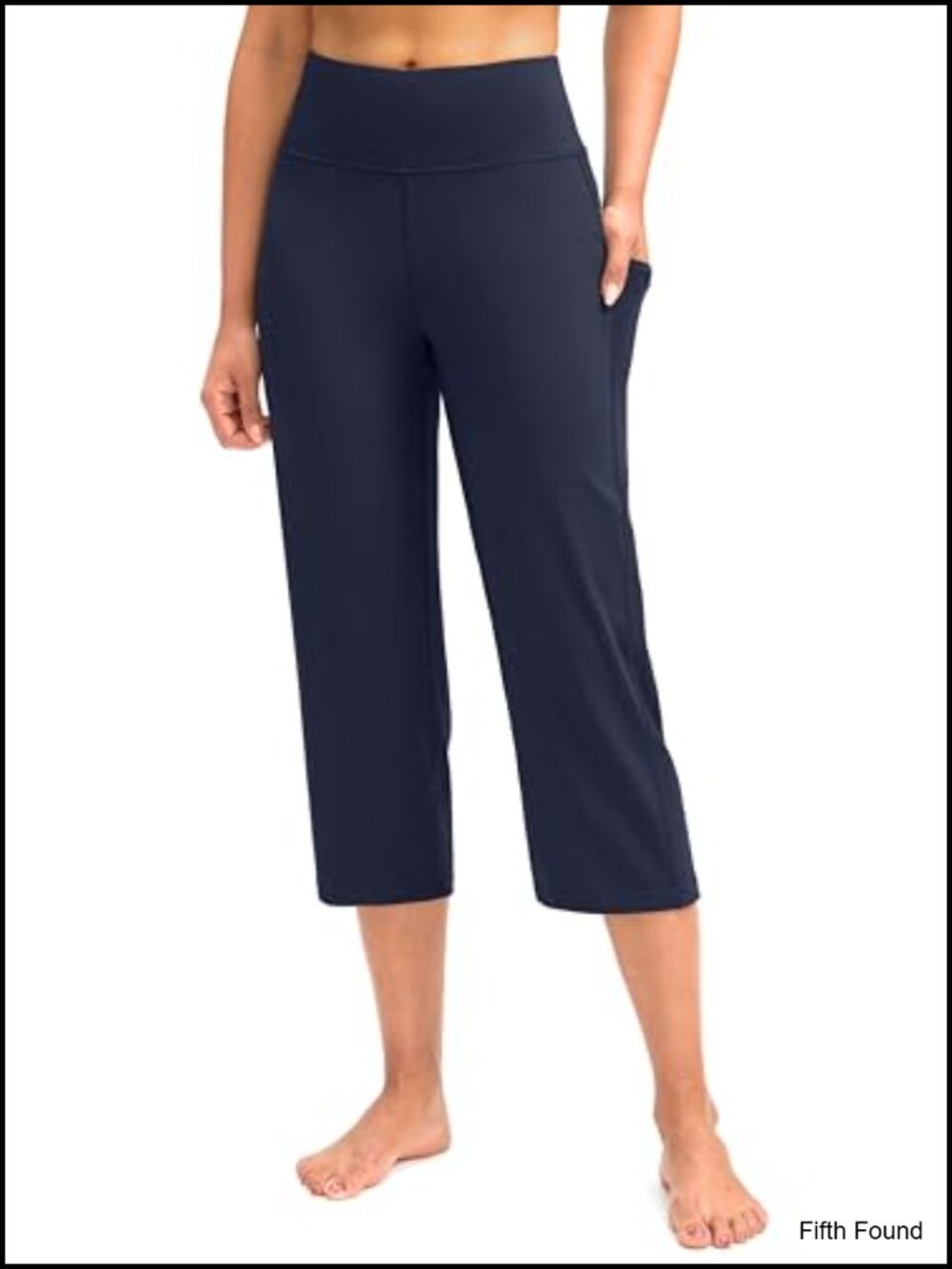 High Waist Yoga Capri Pants with Pockets Tummy Control Crop Straight Leg Women